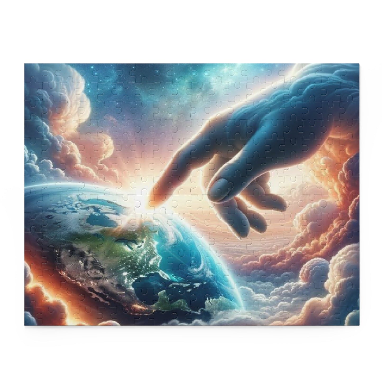 Celestial Hand Puzzle - 120, 252, 500-Piece Designs for Earth Lovers Printify