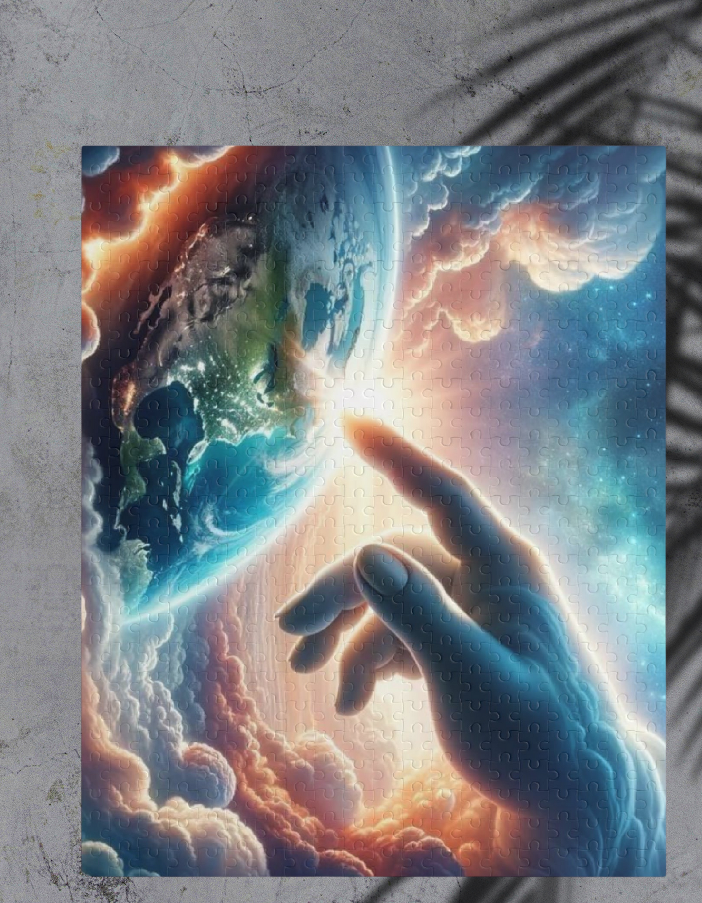 Celestial Hand Puzzle - 120, 252, 500-Piece Designs for Earth Lovers Printify