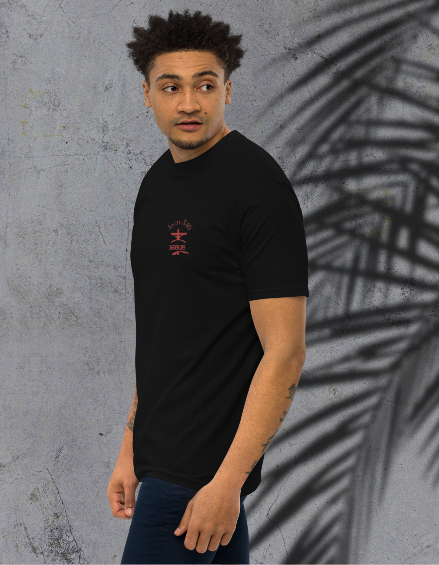 T-shirt lourd homme-“Jean 3:16 – logo” Nzamuak for JESUS