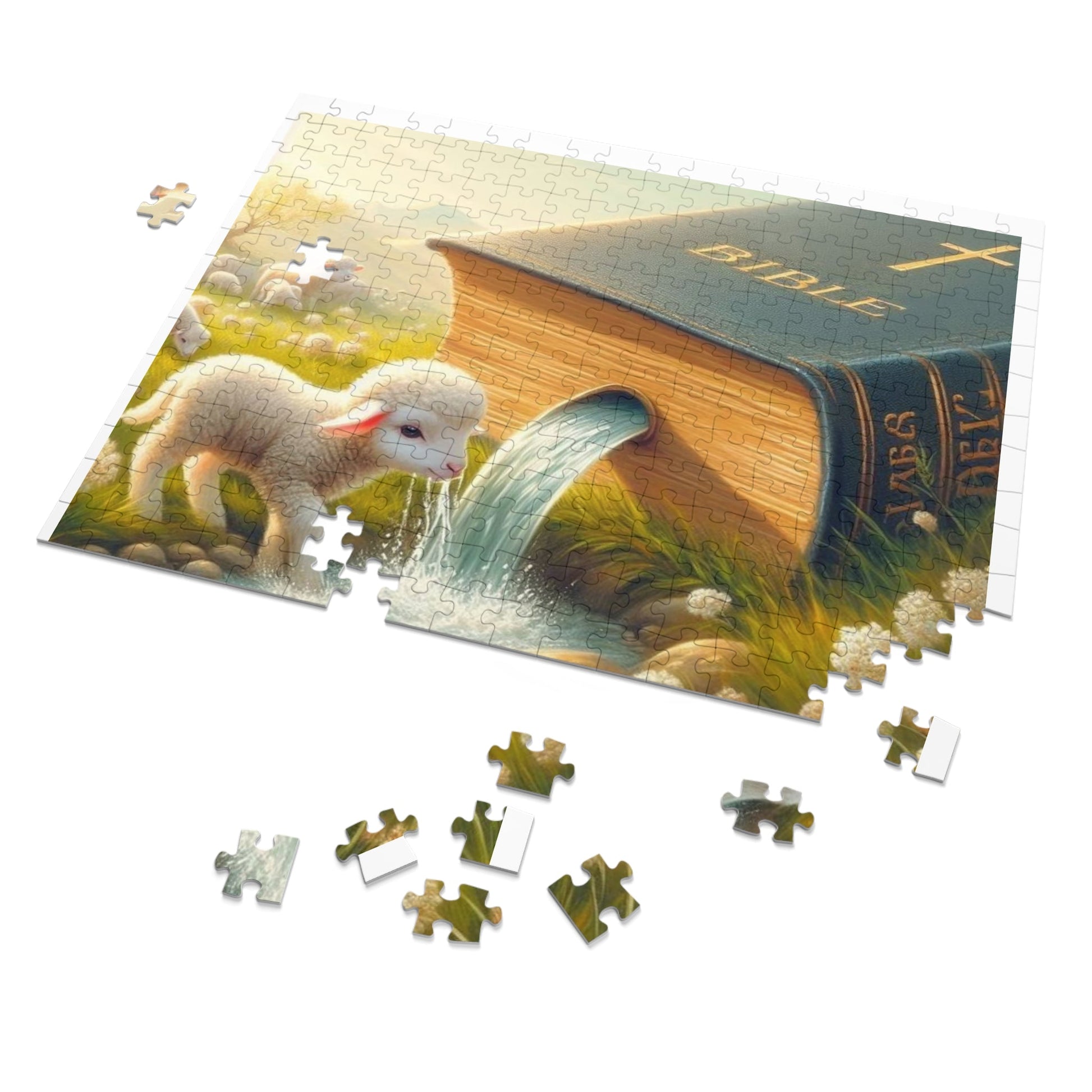 Bible-Themed Jigsaw Puzzle with Tin, Relaxing Family Activity, Faith-Based Decor, Gift for Easter, Bible Study Supplies, Cozy Home [...] Printify