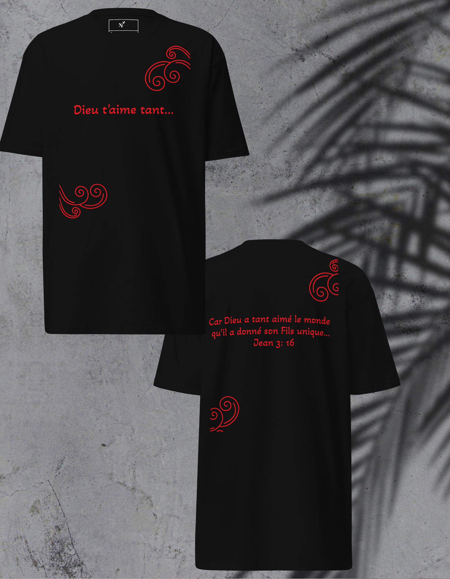 T-shirt lourd homme avec Jean 3:16 message Nzamuak for JESUS