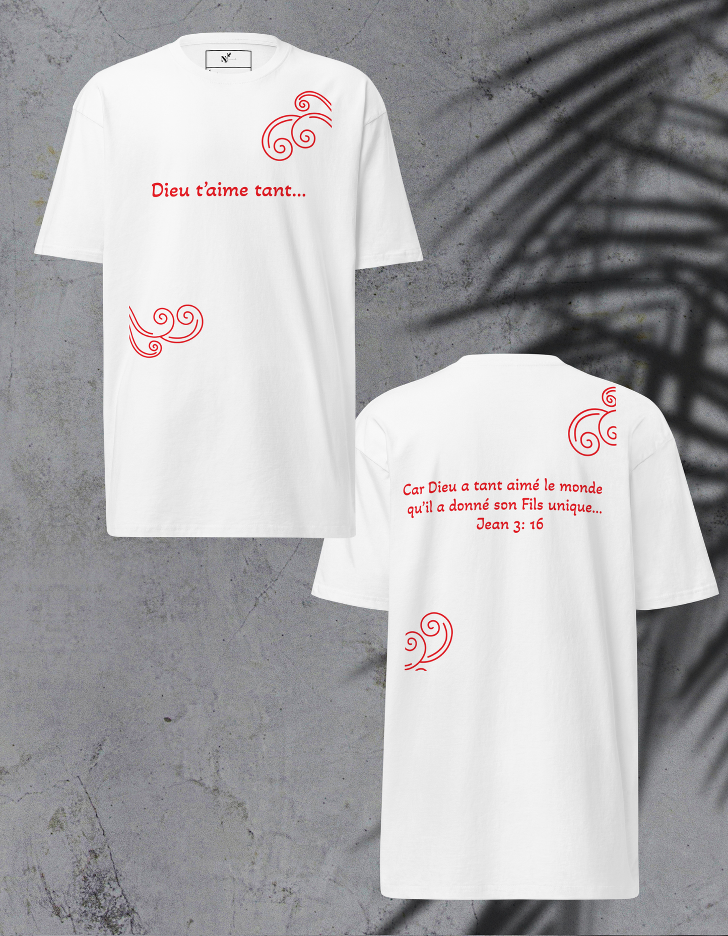 T-shirt lourd homme avec Jean 3:16 message Nzamuak for JESUS