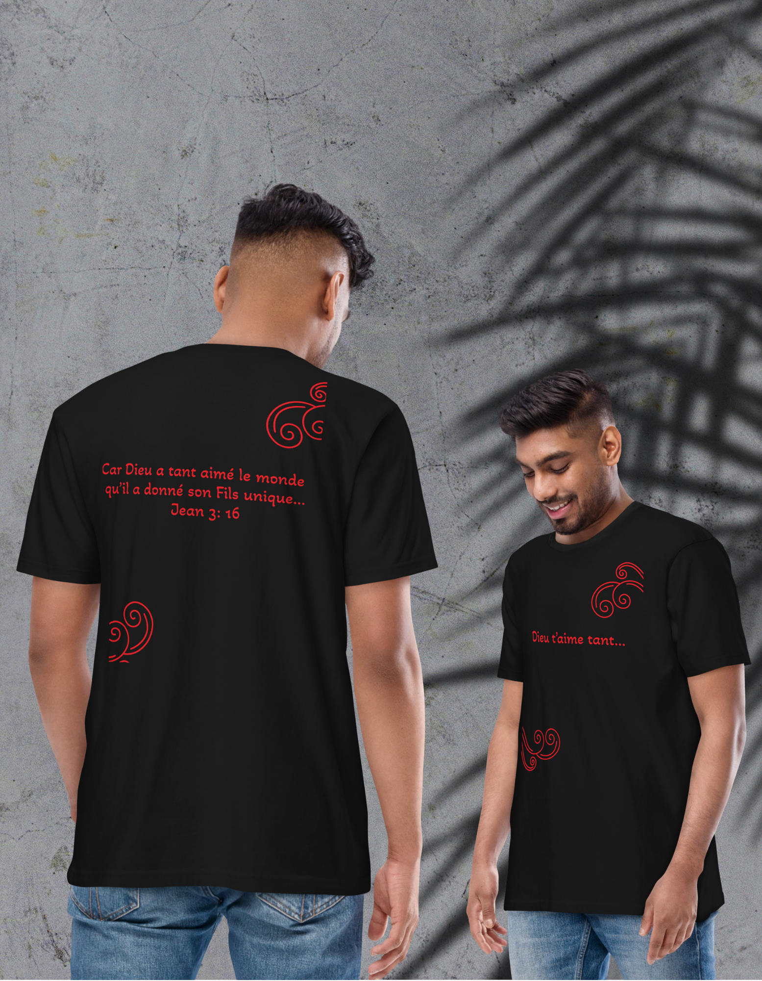 T-shirt lourd homme avec Jean 3:16 message Nzamuak for JESUS