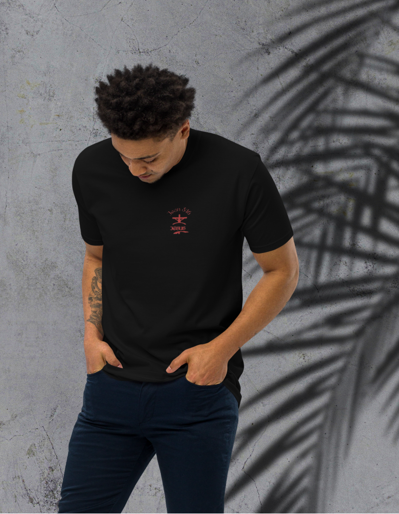 T-shirt lourd homme-“Jean 3:16 – logo” Nzamuak for JESUS