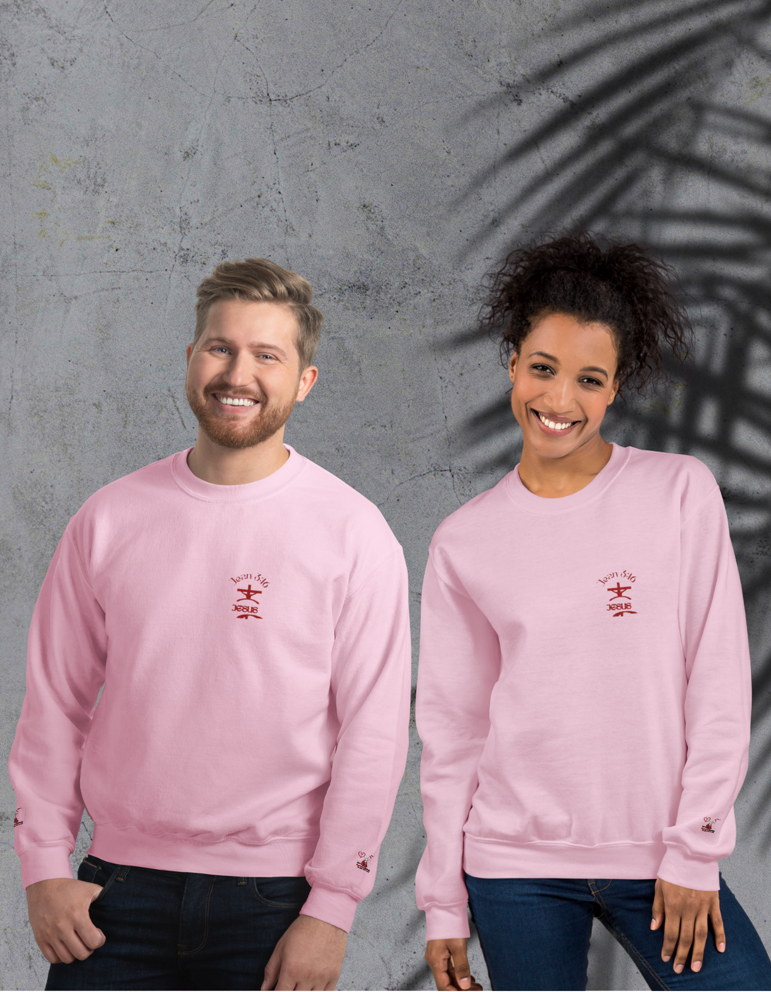 Sweat pour couple à Col Rond - imprimer * Que l’homme ne sépare pas ce que Dieu a uni Nzamuak for JESUS