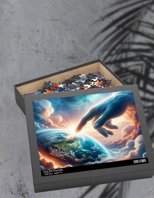Celestial Hand Puzzle - 120, 252, 500-Piece Designs for Earth Lovers Printify
